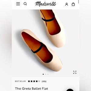 Madewell Greta Ballet Flats 8.5 ecru